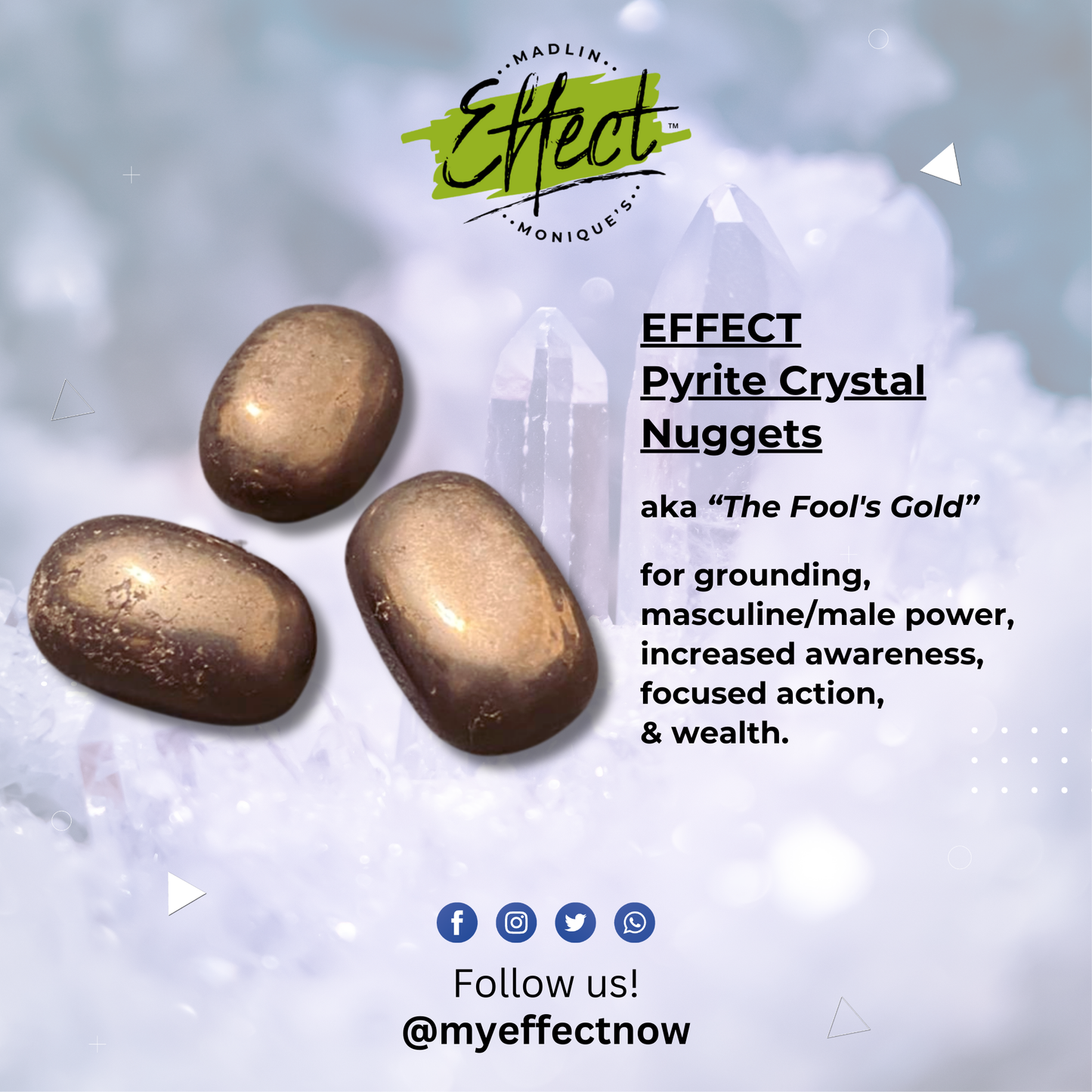 EFFECT Pyrite Tumbled Crystal Nuggets (Set of 3!)