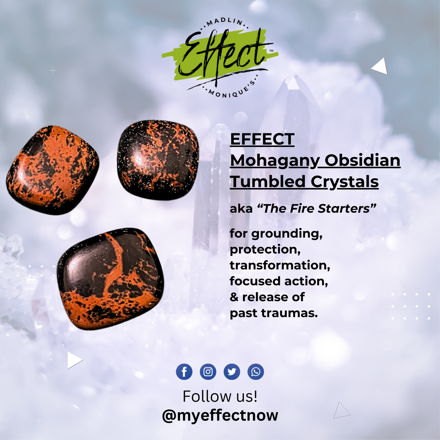 EFFECT Mahogany Obsidian Tumbled Crystals (Set of 3!)