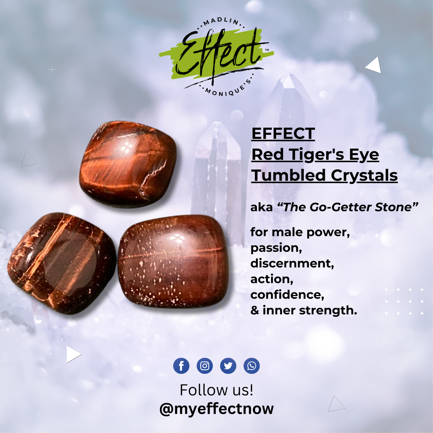 EFFECT Red Tiger's Eye Tumbled Crystals (Set of 3!)