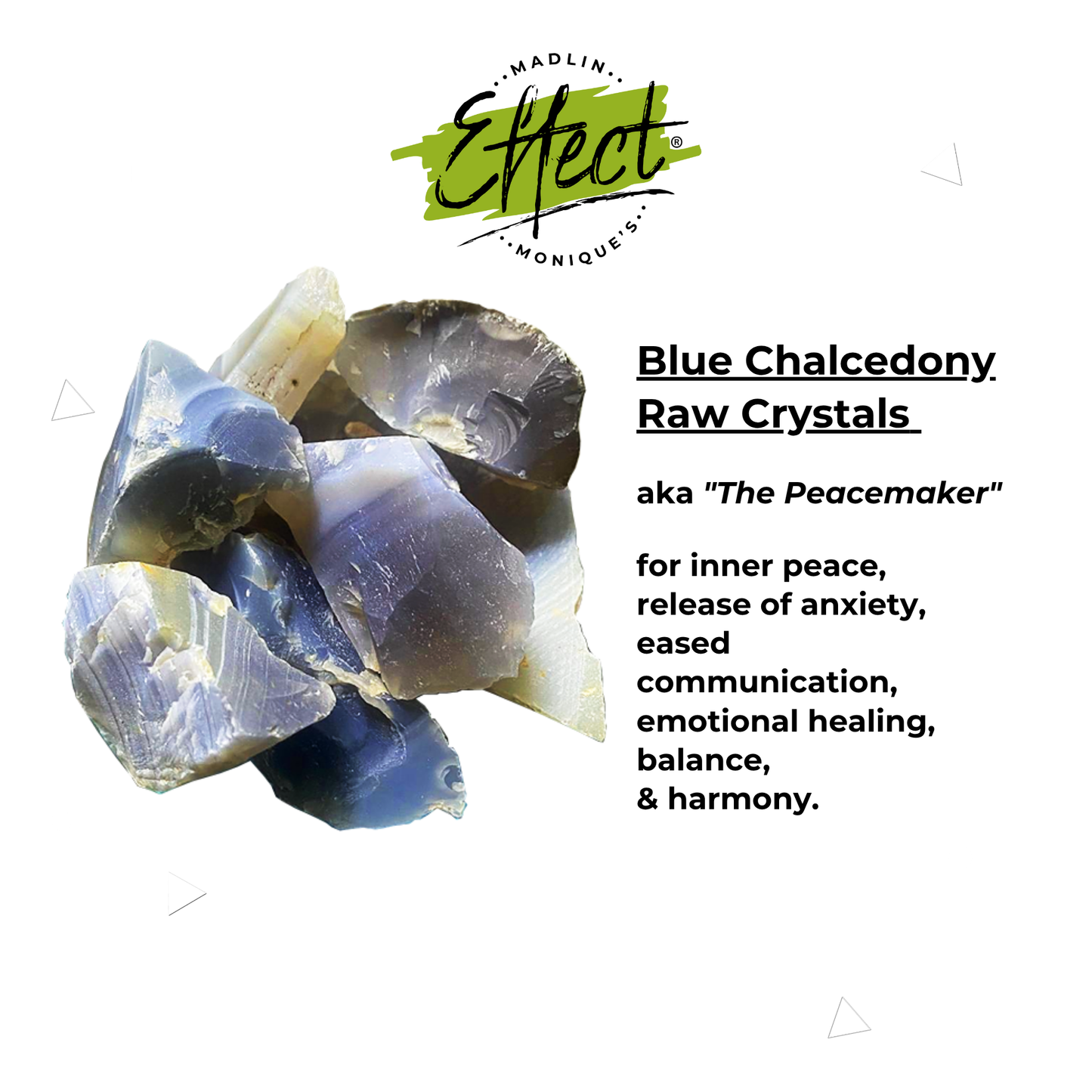 EFFECT Blue Chalcedony Raw Crystals (Set of 3!)