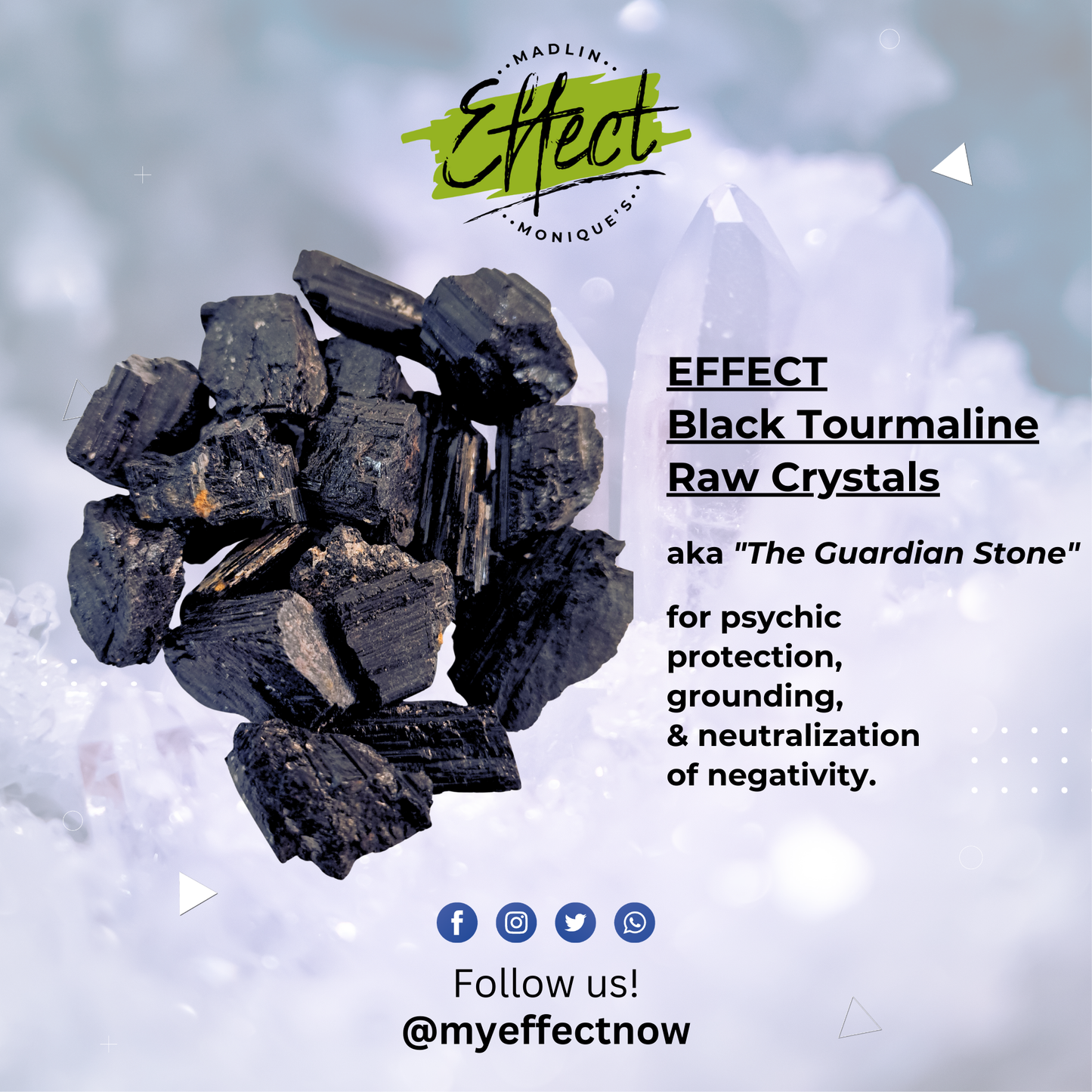EFFECT Black Tourmaline Raw Crystals (Set of 3!)