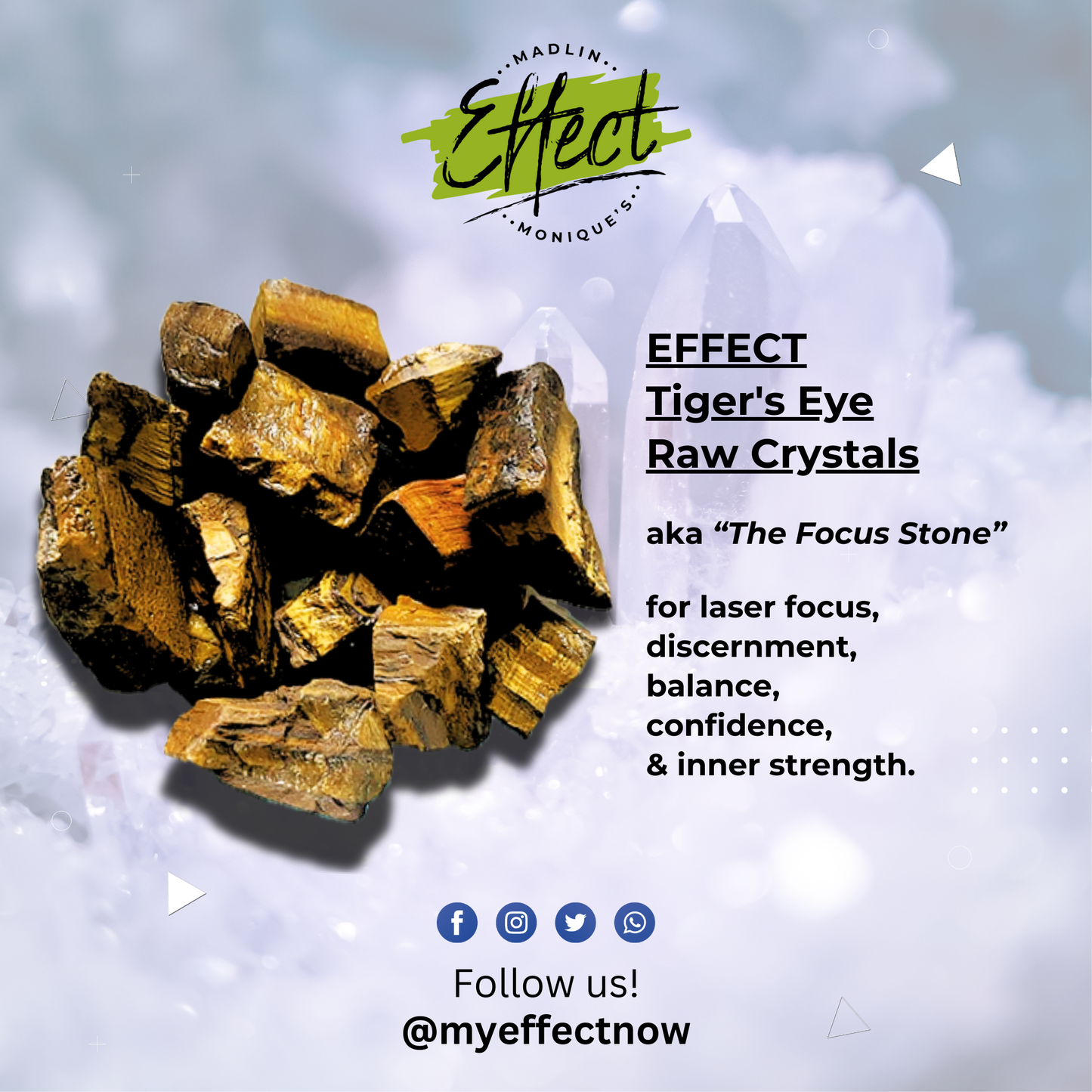EFFECT Tiger's Eye Raw Crystals (1 LARGE ~or~ Set of 3!)